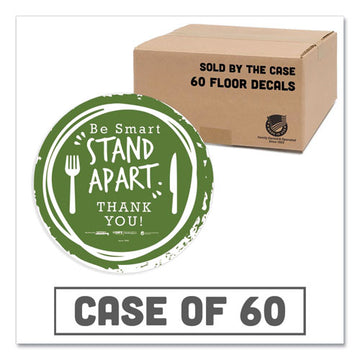 Tabbies® Besafe Messaging Floor Decals, Be Smart Stand Apart; Knife-fork; Thank You, 12" Dia., Green-white, 60-carton freeshipping - TVN Wholesale